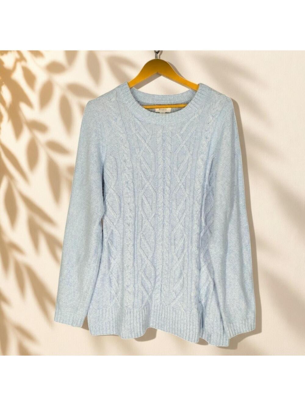 Croft & Barrow Sweater Pullover 1X Plus Blue Knit Long Sleeve Crew Neck Acrylic